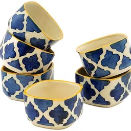 housela Ceramic Sauce Bowl Stoneware Blue Classic Moroccan Pattern Chutney/Serving image 2