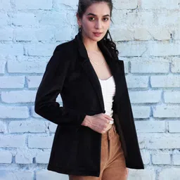 campus sutra Women Solid Single Breasted Casual Blazer image 2