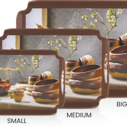 sonal - Victory 3Pcs Serving Tray Set (Small, Medium & Big) - For Decor & Dining Tray Serving Set image 4