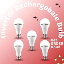 sacro Rechargeable Emergency Bulb Inverter Bulb, 3Hr Battery Backup_Pack of 5 P223 3 hrs Bulb Emergency Light image 1