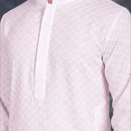 Jompers Ethnic Embroidered Mandarin Collar Chikankari Pure Cotton Kurta with Pyjamas image 2