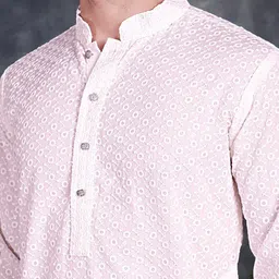 Jompers Ethnic Motifs Embroidered Chikankari Sequinned Pure Cotton Kurta with Churidar image 2