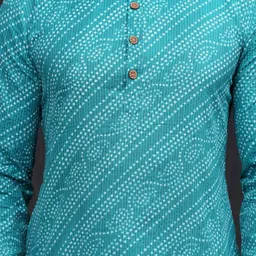 Hues Fab Men Bandhani Printed Regular Pure Cotton Kurta with Pyjamas image 5