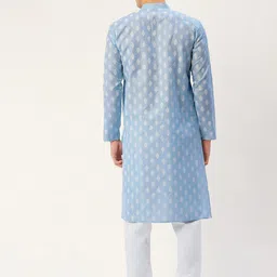 Jompers Men Blue Ethnic Motifs Printed Kurta with Churidar image 3