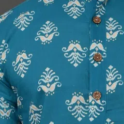 Hues Fab Men Floral Printed Regular Pure Cotton Kurta with Pyjamas image 3