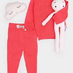 MiArcus Kids Coral Pink Pure Cotton Cardigan with Pyjamas-picture-28