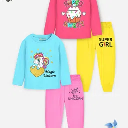 YK X Trampoline Girls Pack Of 2 Printed T-shirt With Pyjamas-picture-41