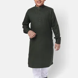 NAMASKAR Boys Green Solid Regular Pure Cotton Kurta with Churidar-picture-33
