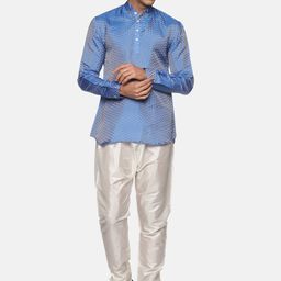 Sethukrishna Men Blue Kurta with Pyjamas-picture-15