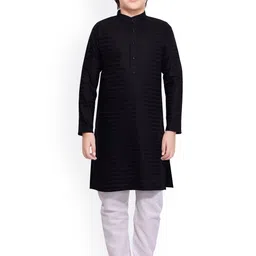 Jeetethnics Boys Black & White Regular Striped Kurta with Pyjamas-picture-52
