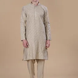 Anouk Brown Embroidered Straight Sequinned Kurta with Pyjamas-picture-12