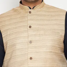 VASTRAMAY Men Navy Blue Layered Kurta with Churidar image 2