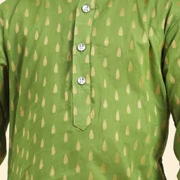 Pro-Ethic STYLE DEVELOPER Boys Floral Woven Design Mandarin Collar Kurta with Pyjamas image 2