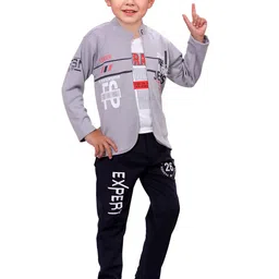 BAESD Boys Printed Pure Cotton Shirt with Trousers & T-shirt image 4
