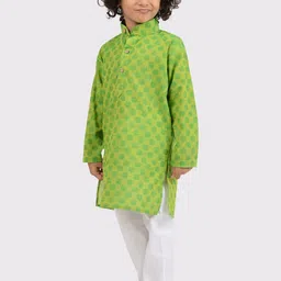 Maharaja Boys Geometric Woven Design Pure Cotton Kurta With Pyjamas image 2