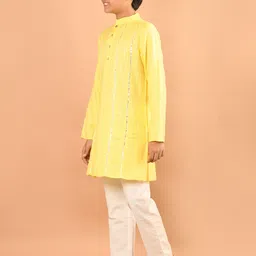 LilPicks Boys Striped Mandarin Collar Straight Kurta with Pyjamas image 3