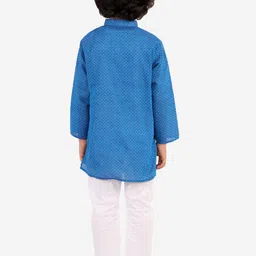 Superminis Boys Blue Regular Pure Cotton Kurta with Pyjamas image 2