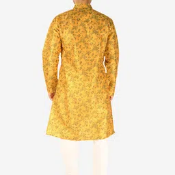 Pro-Ethic STYLE DEVELOPER Men Floral Pure Silk Kurta with Churidar image 4