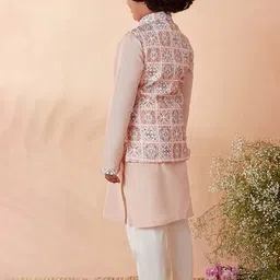 Manyavar Boys Printed Kurta With Pyjamas & Nehru Jacket image 5