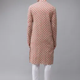See Designs Men Beige Printed Pure Cotton Kurta with Pyjamas image 2