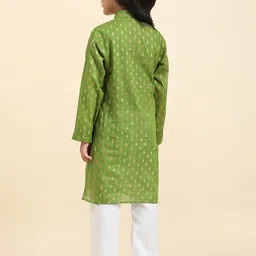 Pro-Ethic STYLE DEVELOPER Boys Floral Woven Design Mandarin Collar Kurta with Pyjamas image 5