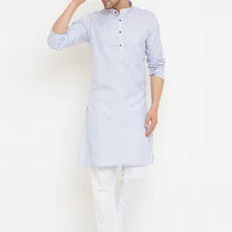 Armaan Ethnic Men Blue Kurta with Pyjamas image 4