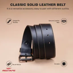 red tape Men Casual, Formal Black Genuine Leather Belt image 2