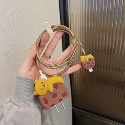 BeeNex Charger Case Cover for iPhone 18W-20W, 3D Cute Biscuit Design, Spiral Cable Protector-picture-17