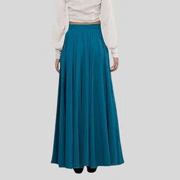 jyeshta Women Solid Flared Blue Skirt image 2