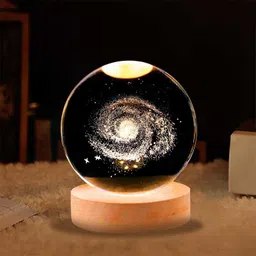 easymart 3D Universe Crystal Ball Night Lamp with Base for Living Room, decoration, gift, Table Lamp image 5