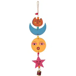 aakriti art creations Sunny Kitty Multicolour Wood & Metal Wind Chime image 2
