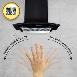 hindware Oasis Black 90 Cm Wall Mounted Chimney For Kitchen, Auto Clean With Motion Sensor Control Hood 1200 M3/Hr With Free Installation Kit (Filter-less, Touch Control) Auto Clean Wall Mounted Black 1200 CMH Chimney image 4