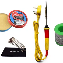 fadman Beginner Basic Soldering Iron Kit Pack-4 | Soldering Flux | Solder Wire | Stand | Yellow Soldering Iron 25 W Simple-picture-18