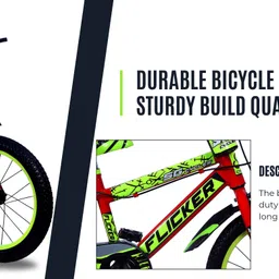 sg cycles FLICKER 16T BMX Kids Cycle, 85% Assembled, with Bottle For 4-6 Year Red Green 16 T (inch) BMX Cycle image 2