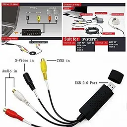 EASYCAPTV-out Cable High Quality USB 2.0 Video & Audio Capture Card Adapter Composite RCA Input for TV DVD VHS Video Cable (Black) image 4