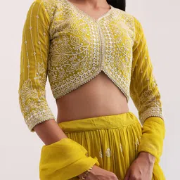 fab window Embroidered Semi Stitched Lehenga Choli image 4