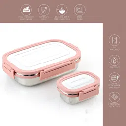 blluex Stainless Steel Leak Proof, Airtight Lunch Box/Tiffin Box for Office, School 2 Containers Lunch Box image 3