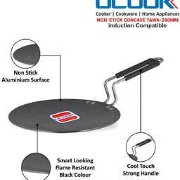 ucook Non-Stick Aluminium Induction Base Concave Tawa 28 cm diameter image 3