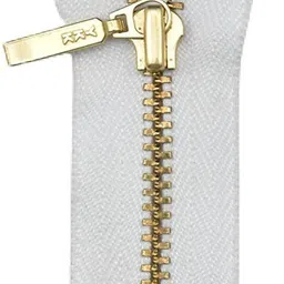 hunny - bunch YKK Jacket Zipper Gold White for All Kinds of Jackets(10 Inch) White, Gold Brass Open-ended Zipper-picture-22