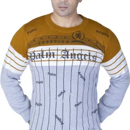 avtar Men Printed Round Neck Yellow Sweater-picture-44