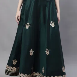 jabama Women Self Design Flared Green Skirt-picture-20