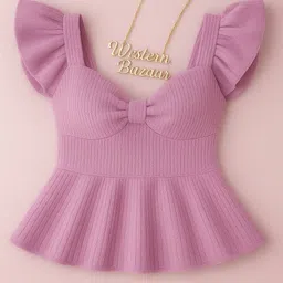 nabi enterprises Casual Puff Sleeves Solid Women Pink Top image 1