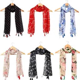 riddle needle Printed Chiffon Women Multicolor Scarf, Stole, Fancy Scarf-picture-28