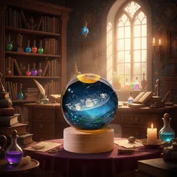 wordgizzlestore 3D Universe Crystal Ball LED Night Lamp with Wooden Base for Home & Office Décor Night Lamp image 3