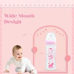 cadle baby Feeding Bottle Wide Mouth Pink Color 240 ML - 240 ml image 3
