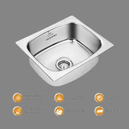 adano SS 04 Square Single Bowl 24x18x9 Inches Kitchen Sink| Premium Stainless Steel Sink Vessel Sink image 5