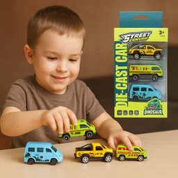 dzling Die-Cast Vehicle Set of 3 Street Convoy Dinosaur Theme Collection Pull-Back Cars-picture-17