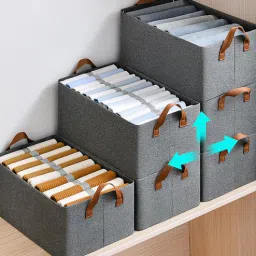 regalo Large Flexi Fold Cloth Basket Box Organizer Grey (Pack of 3)-picture-16