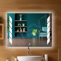 sunsyze LED Bathroom Mirror with Side Light Strips Vanity Mirror with Touch Sensor Bathroom Mirror image 4