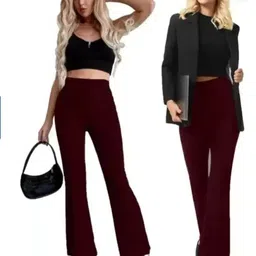 gladly Women Relaxed Maroon Cotton Blend Trousers image 4